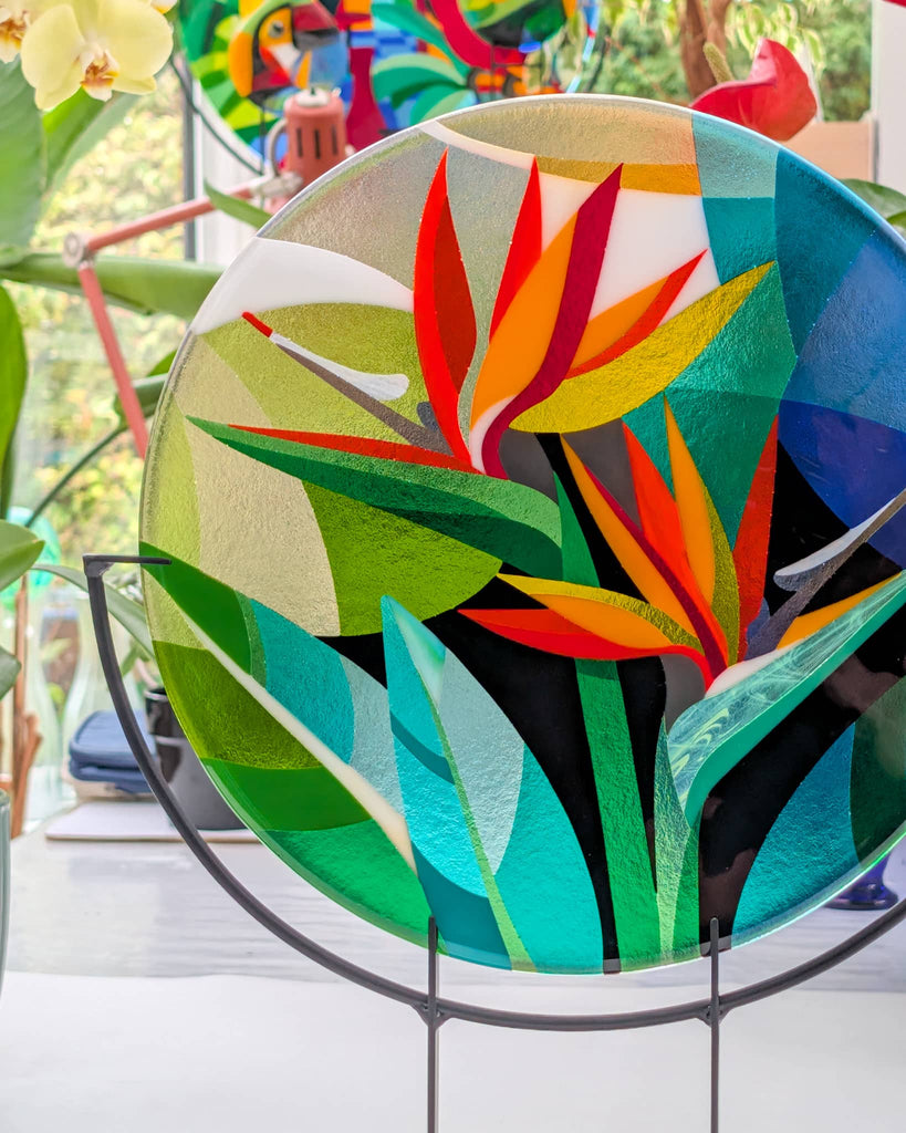 Understanding Hard Edge art glass. A deeper dive. Strelitzia and Sakura: Glass Art by Linda