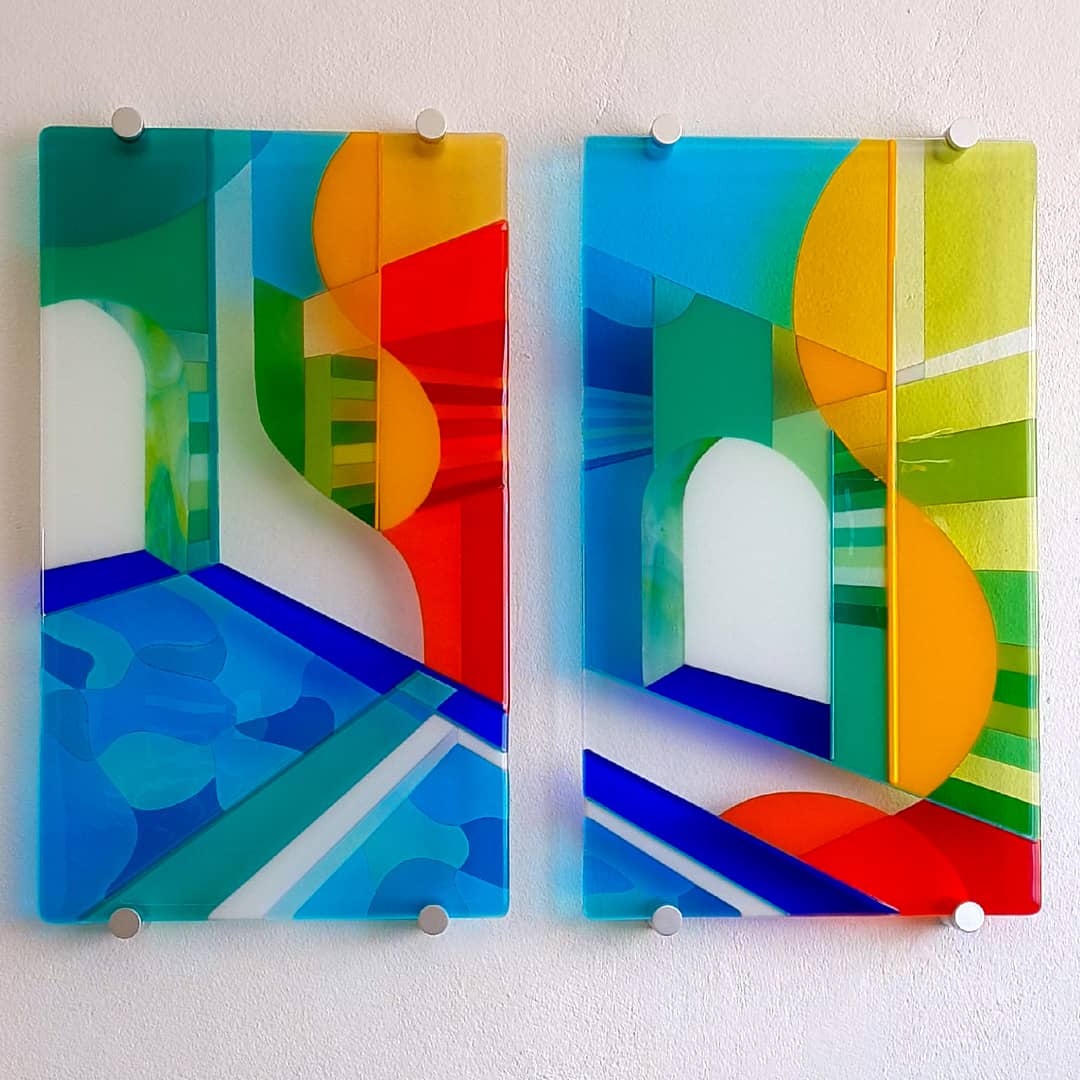 Filming glass wall art Glass Art by Linda