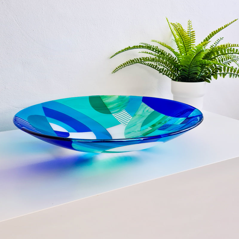 Swirls fused glass art bowl - small