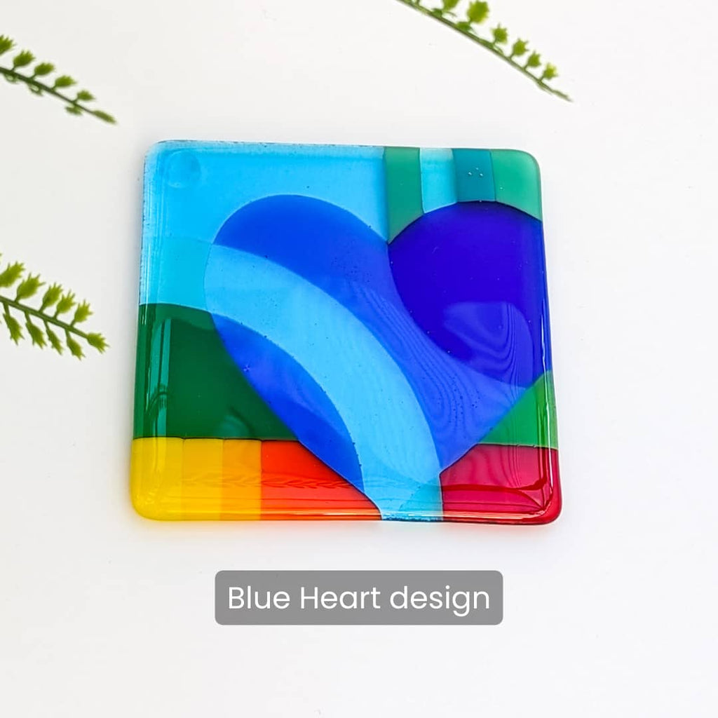 Valentine rainbow miniature - blue heart design