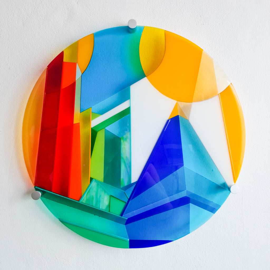 Biarritz large round fused glass wall art