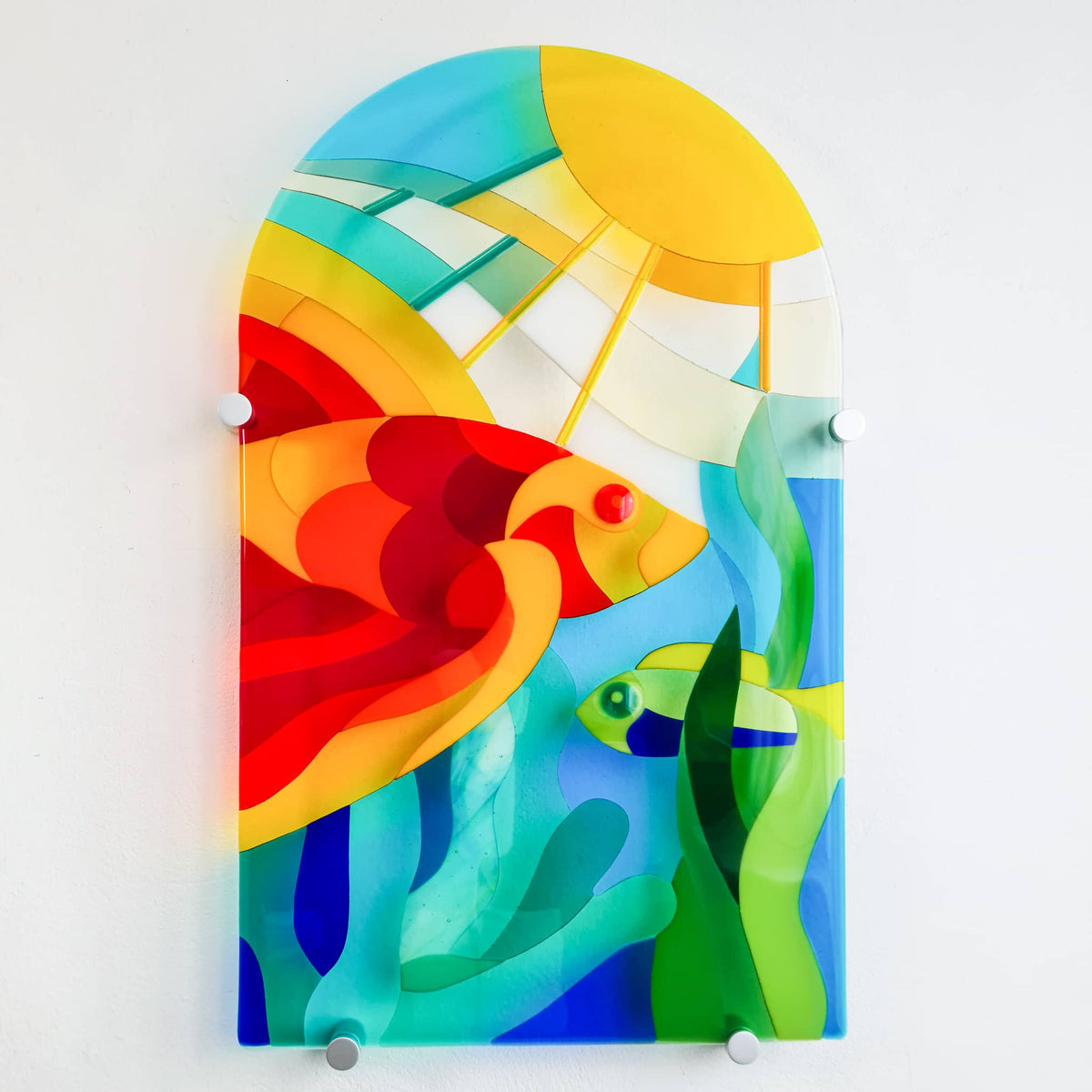 Aquatic Fused glass wall art Glass Art by Linda