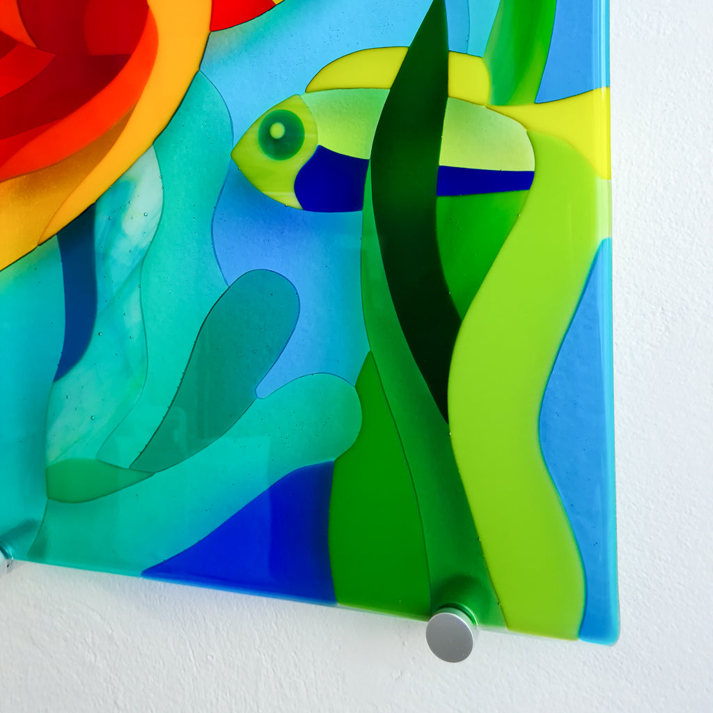 Glass Art by Linda - Under the sea fused glass art wall panel