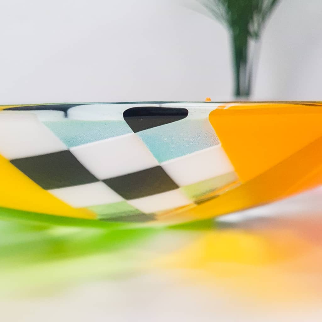 Chequer extra large round fused glass bowl