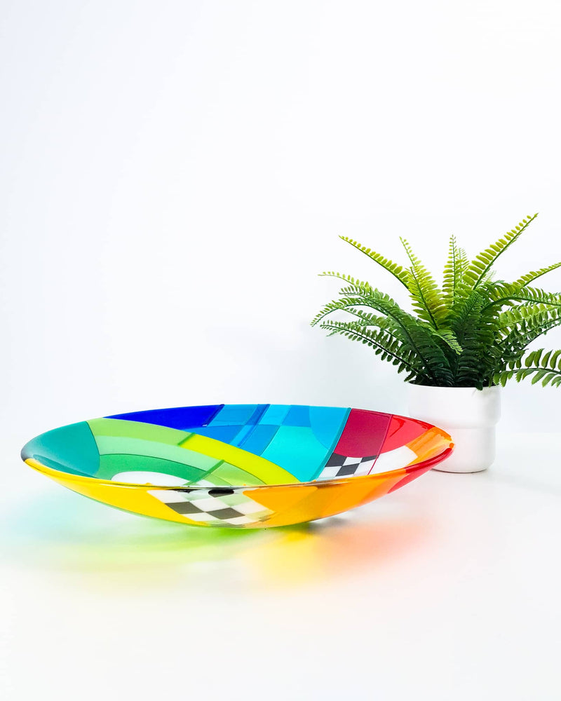 'Chequer' fused glass bowl