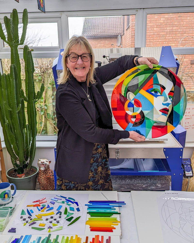'Earrings' Large fused glass art roundel