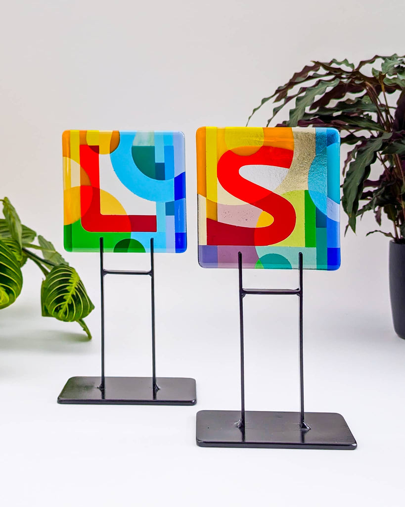 L & S Alphabet Miniatures in the Hard Edge glass art style