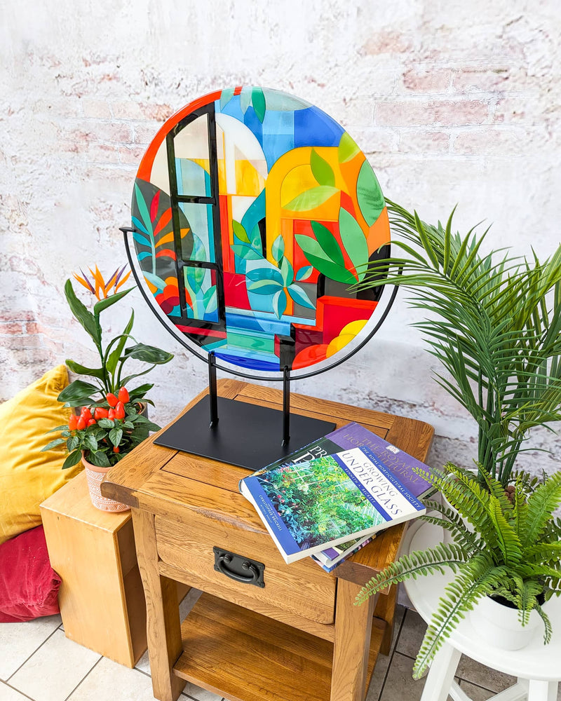 'Orangerie' fused glass art roundel