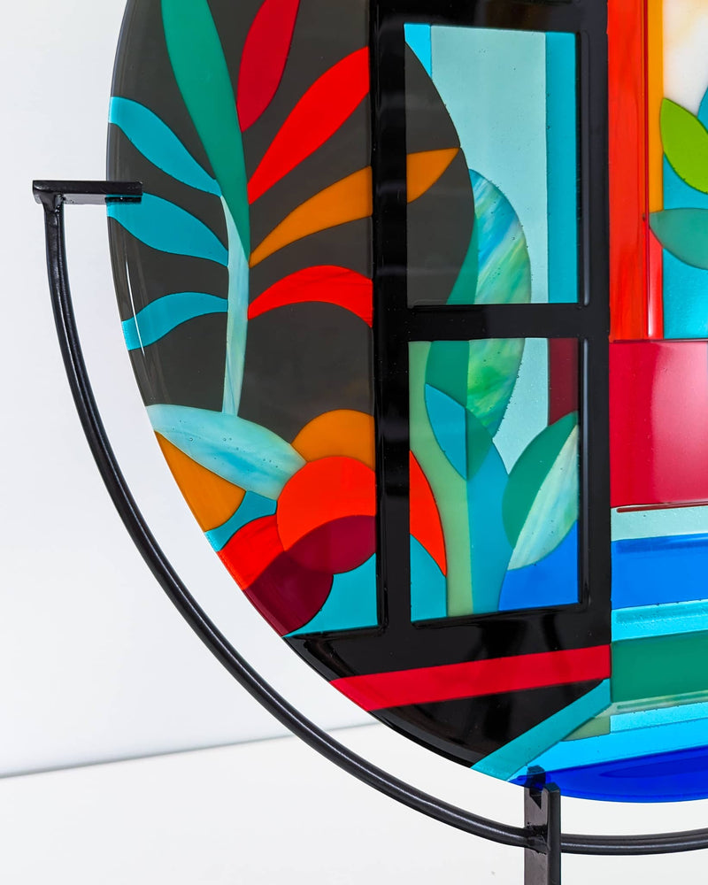 'Orangerie' fused glass art roundel