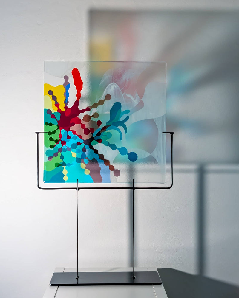 'Orchid Bloom' fused glass art 