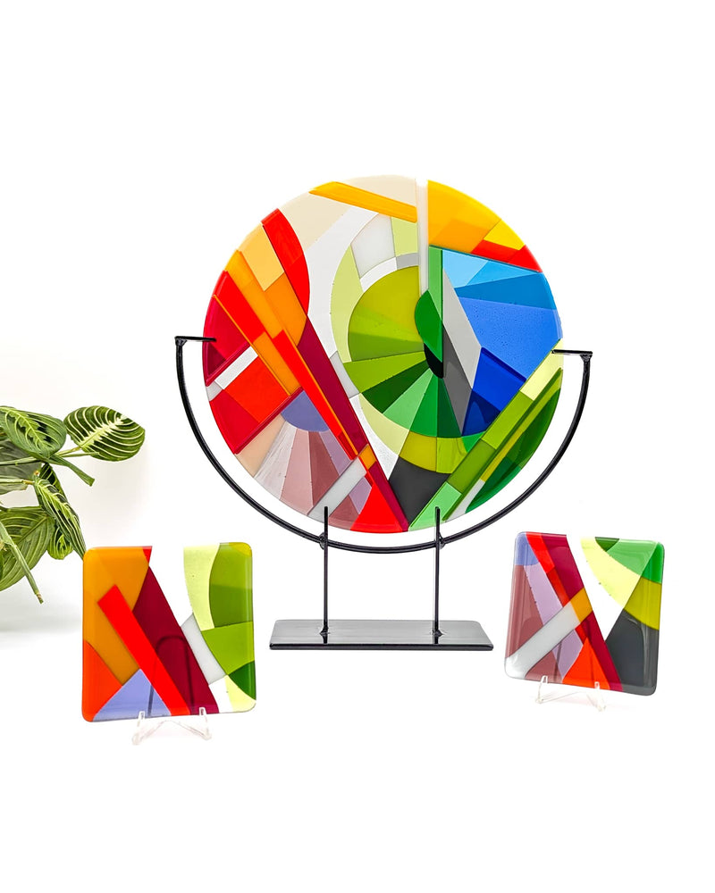 'Stairs 2' Medium roundel on custom stand and 2 Miniatures