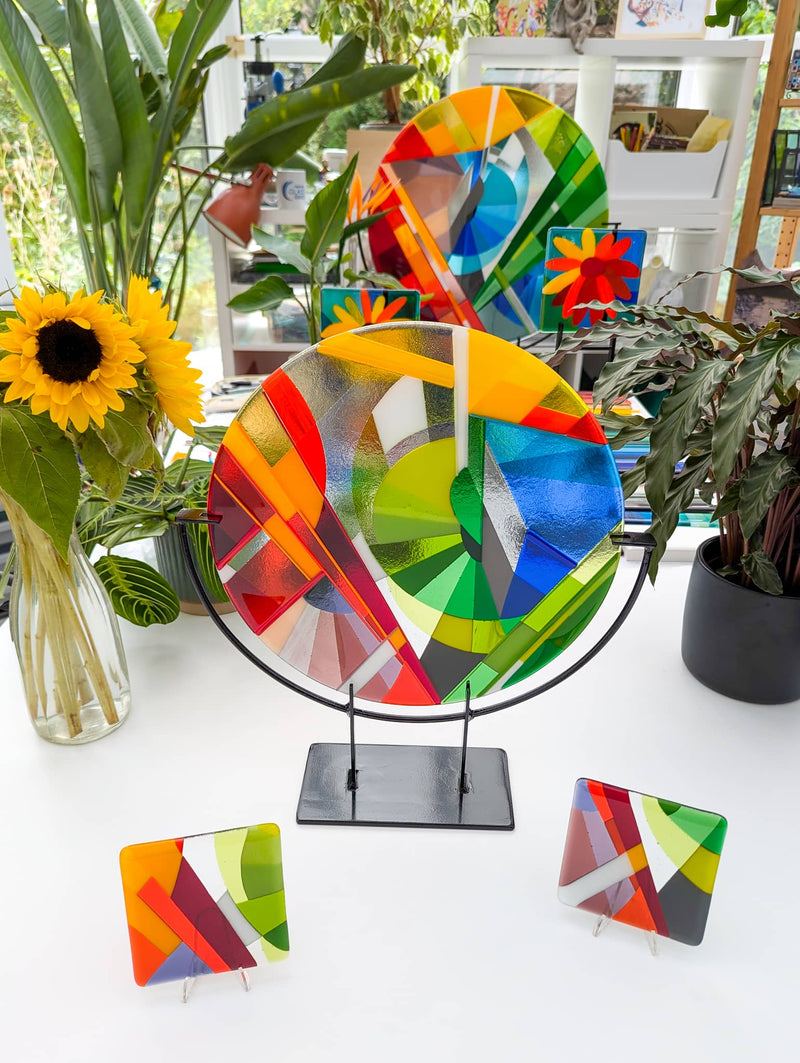 'Stairs 2' Medium roundel on custom stand and 2 Miniatures