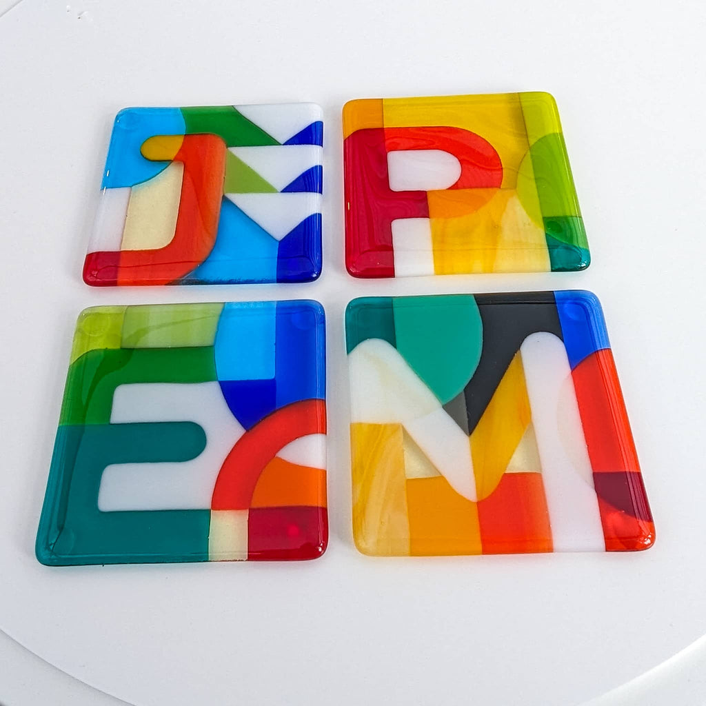 Alphabet miniatures - art glass for tables - unique fused glass letters