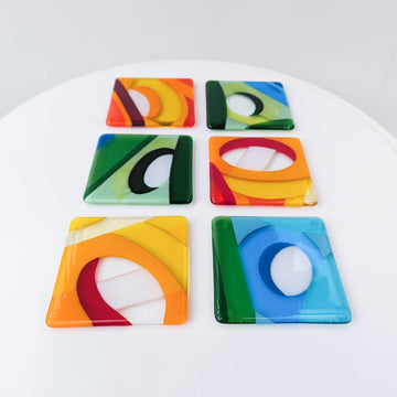 Wells fused glass coasters: Set of 6 - table art in glass