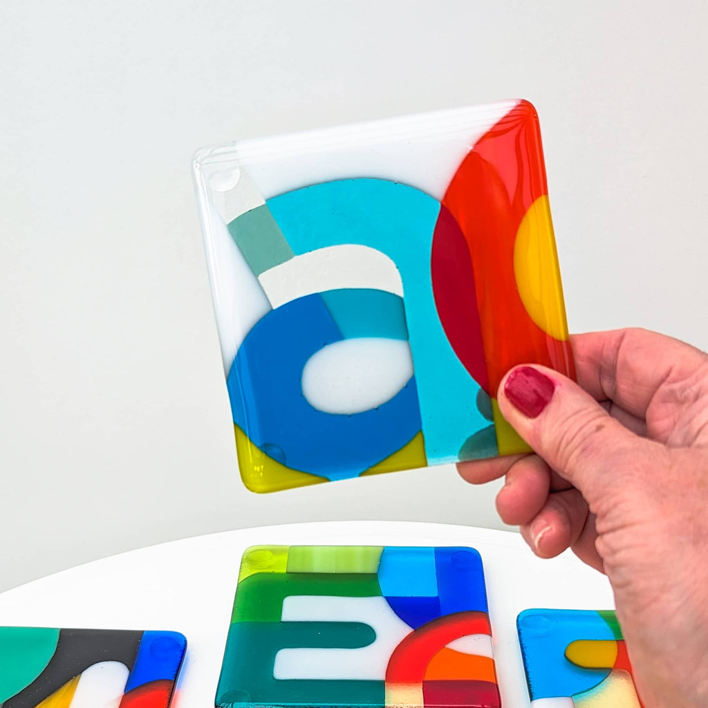 Alphabet miniatures - art glass for tables - unique fused glass letters