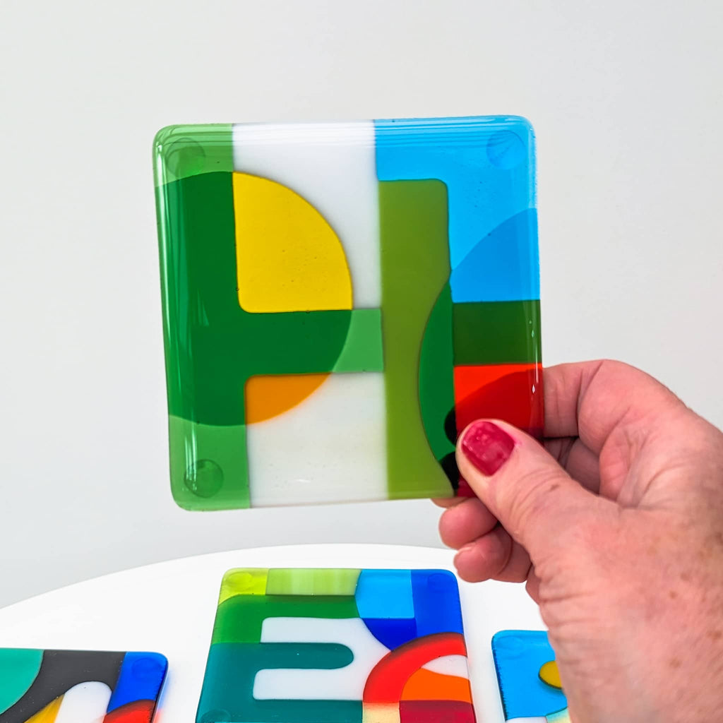Alphabet miniatures - art glass for tables - unique fused glass letters