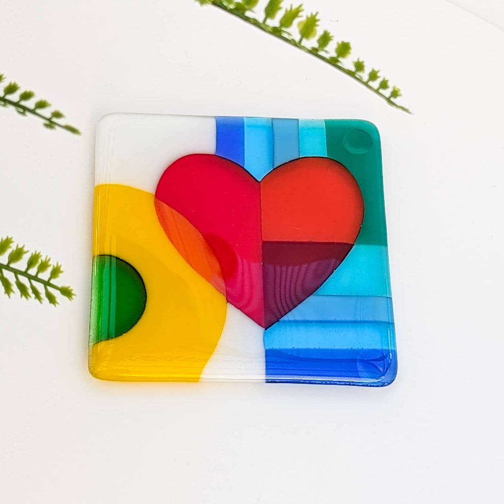 Valentine heart fused glass art miniatures