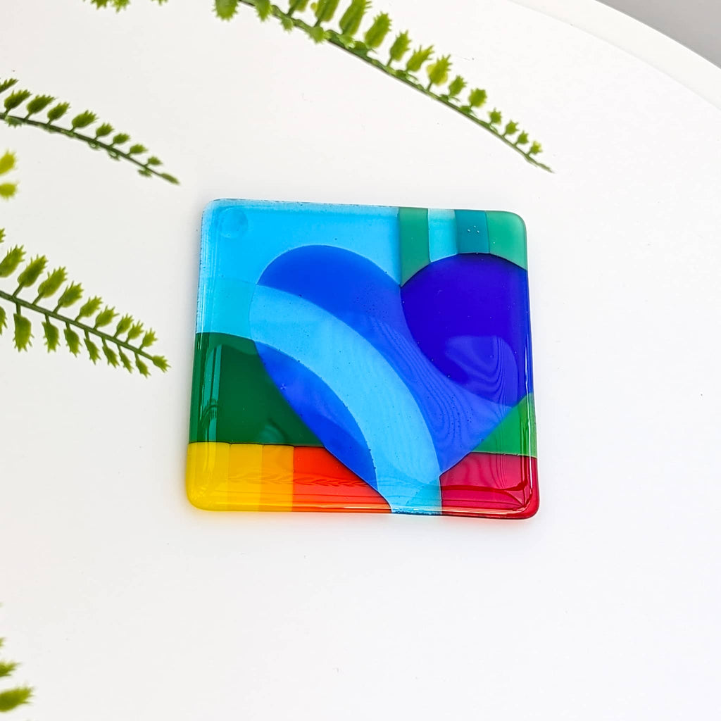 Valentine heart fused glass art miniatures