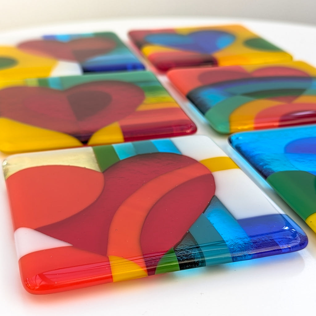 Valentine heart fused glass art miniatures