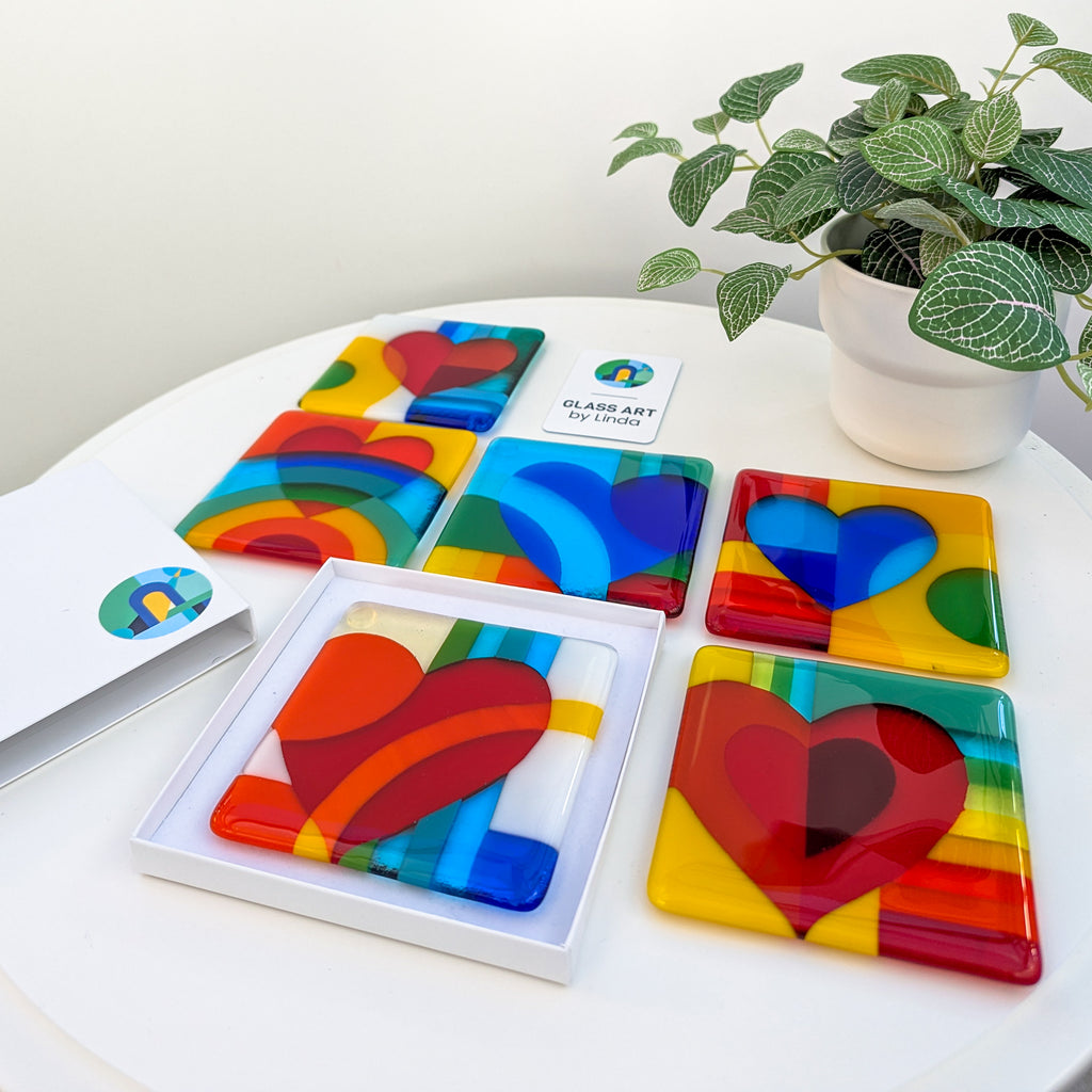 Valentine heart fused glass art miniatures