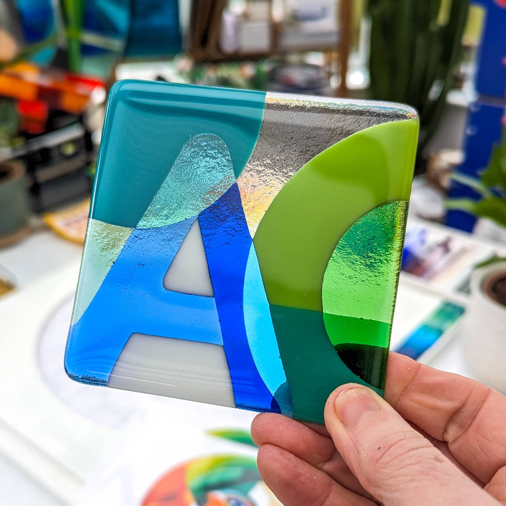 Alphabet miniatures - art glass for tables - unique fused glass letters