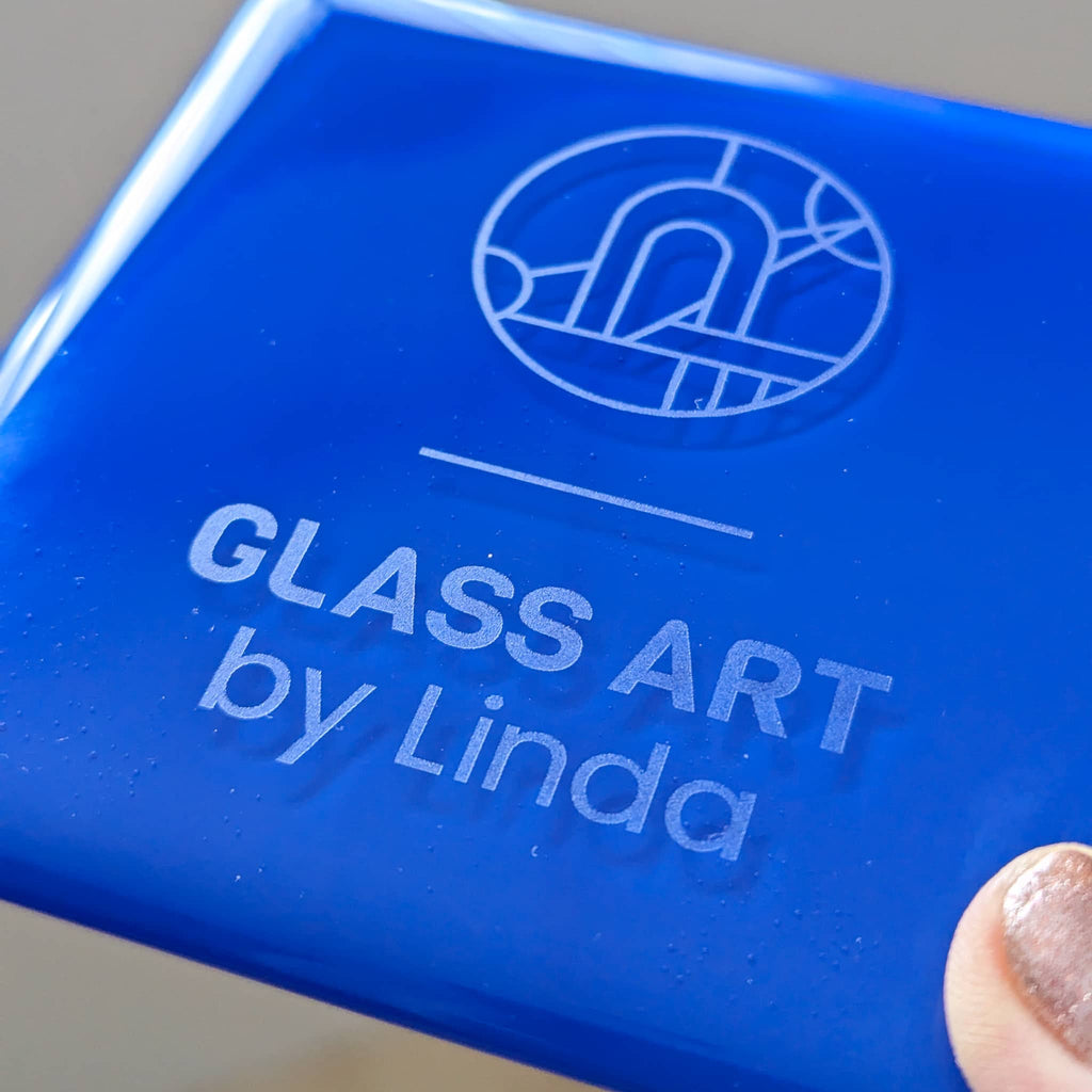 Engraved glass coaster with logo or image