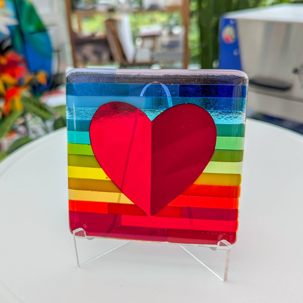 Valentine heart fused glass art miniatures