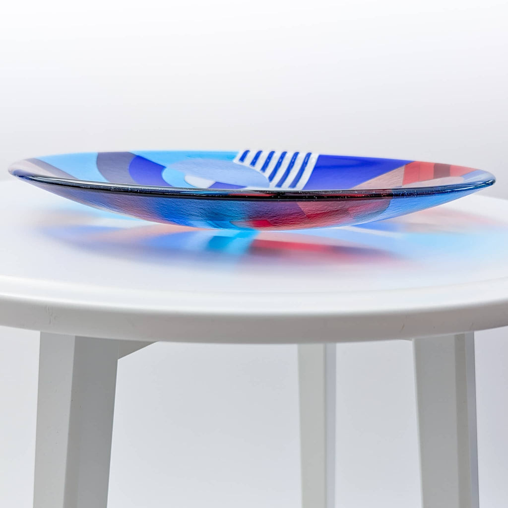 Medium fused glass shallow bowl