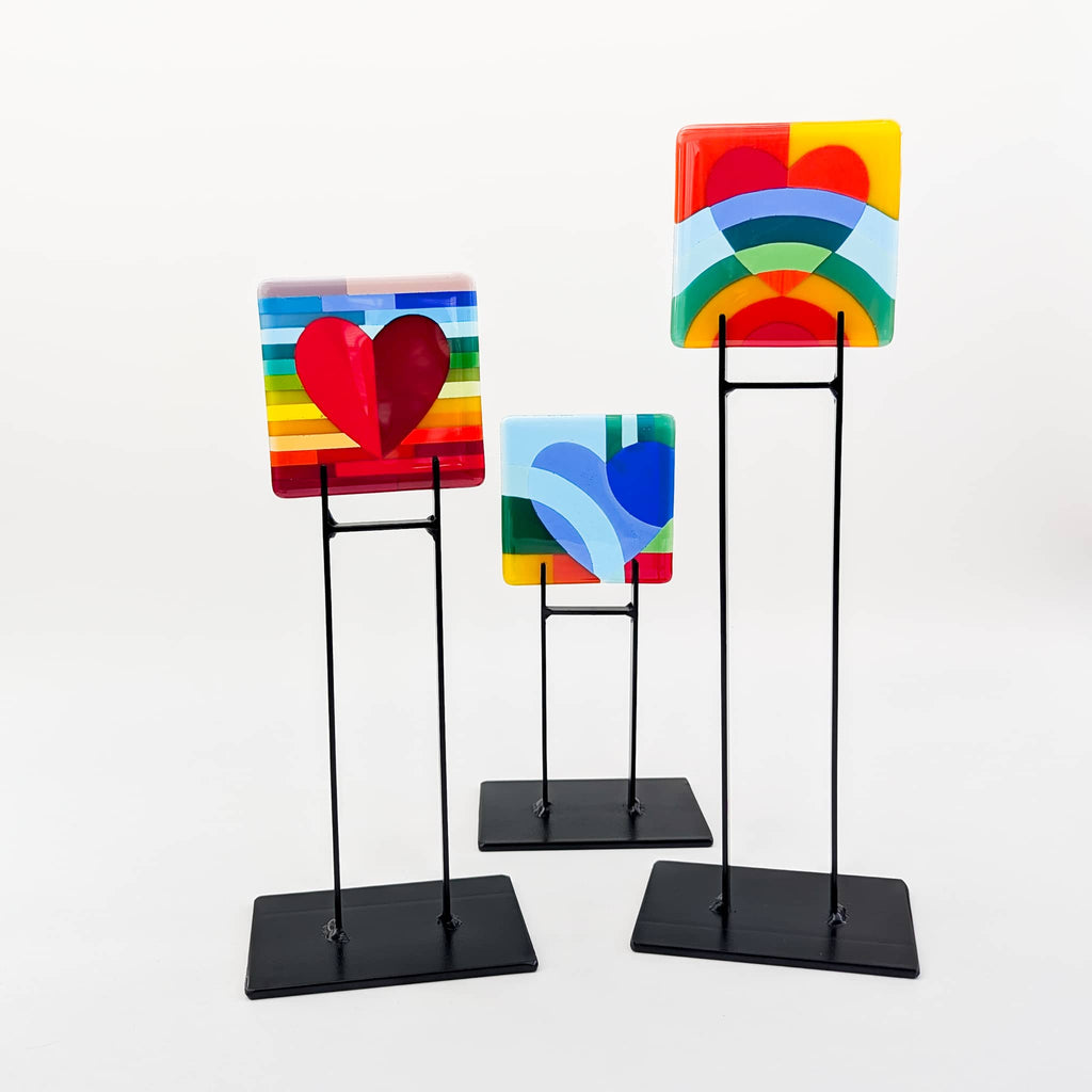 Valentine heart fused glass art miniatures