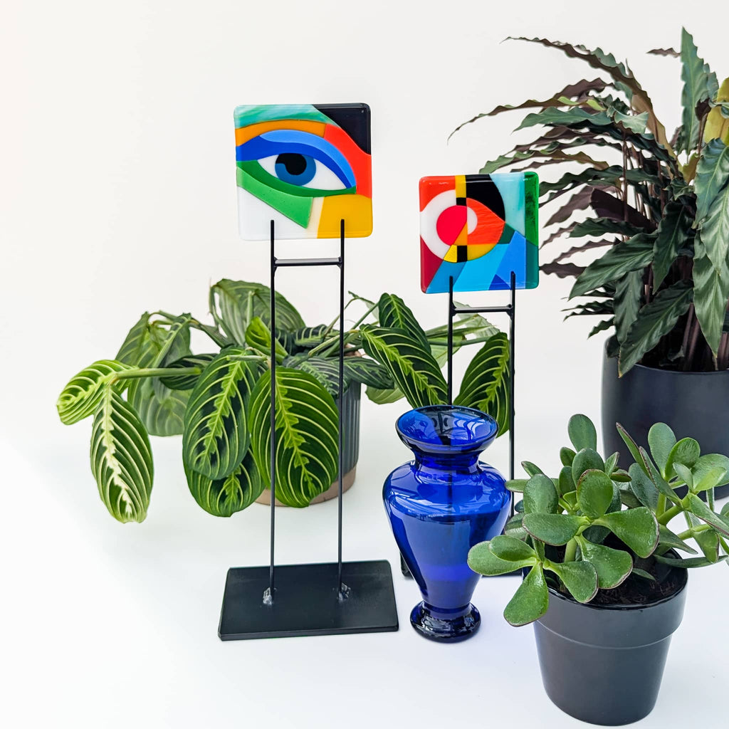 Gaze fused glass Minature with a choice of acrylic or steel stand