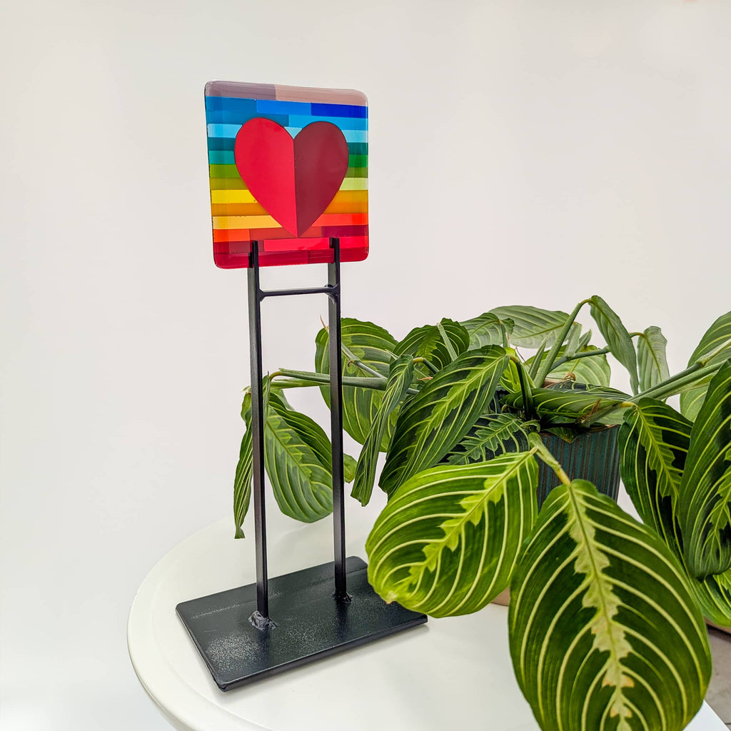 Valentine heart fused glass art miniatures