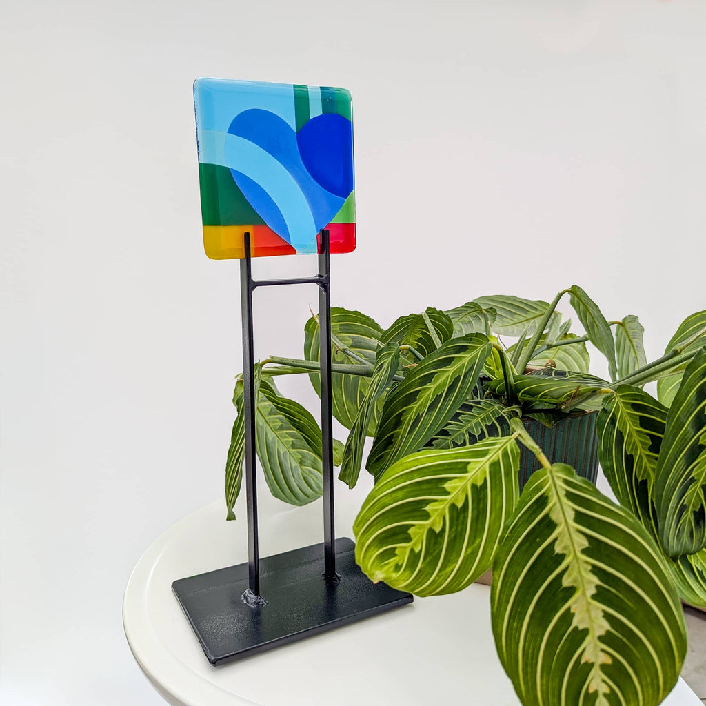 Valentine heart fused glass art miniatures