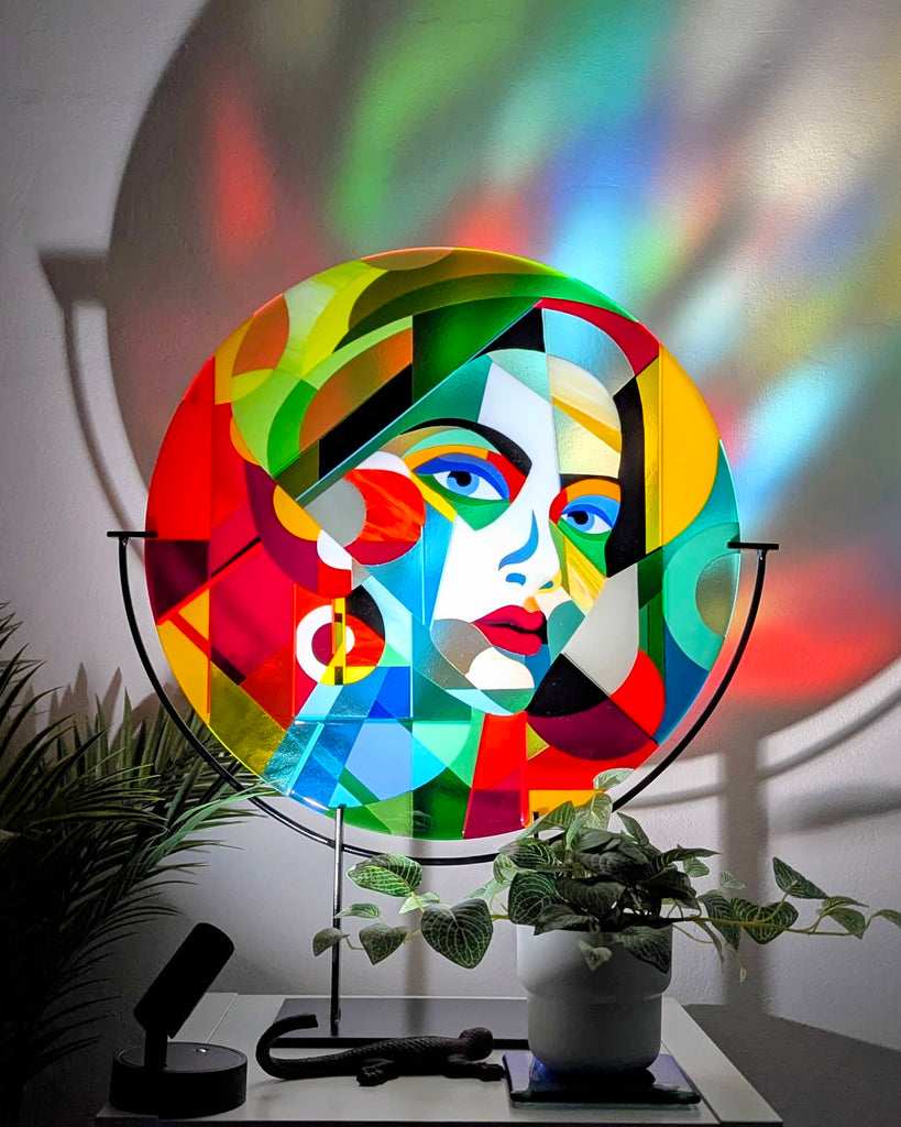 Spotlight on 'Yearning' Large round fused glass art roundel