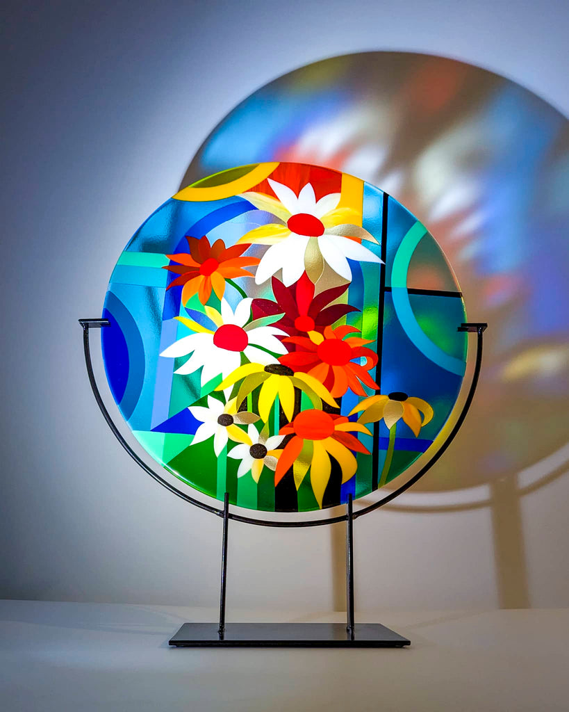 Spotlight on Abundance fused glass art roundel