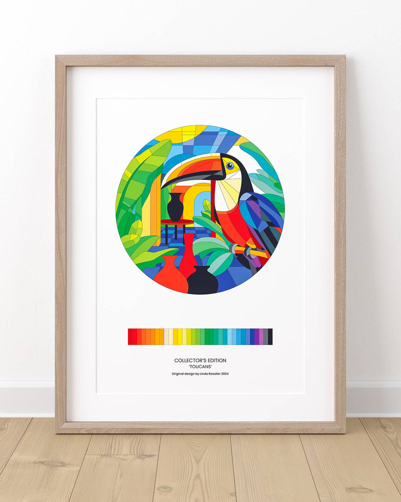 'Toucans' Collectors Edition print based on 'Toucans' fused glass art