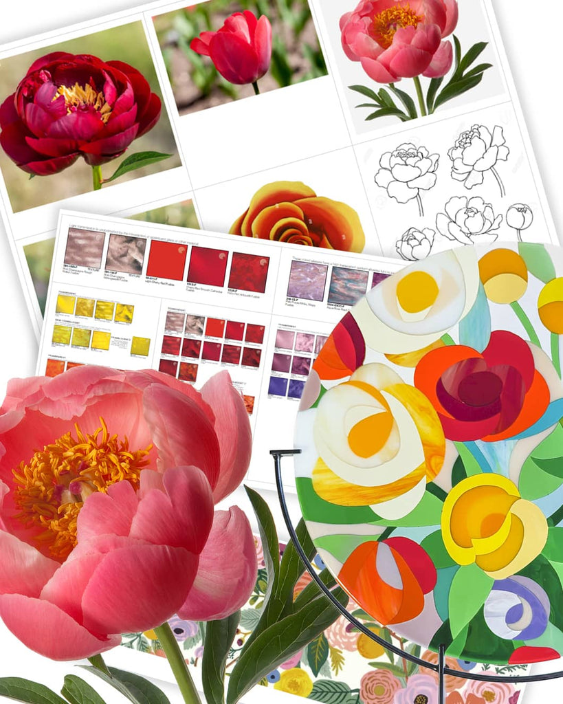 Moodboard for 'Floral' plus final glass artwork